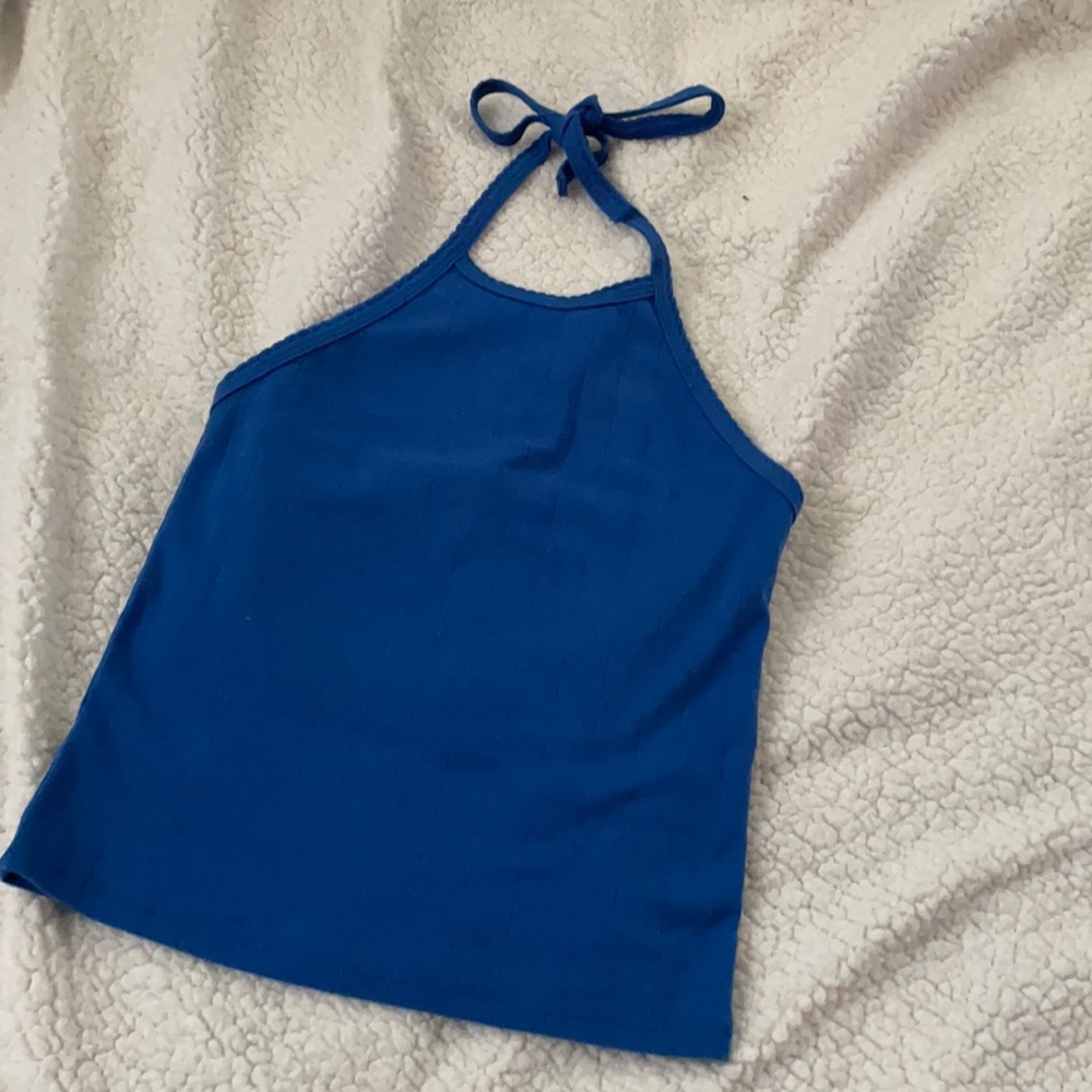 American Eagle blue crop halter top Size XS